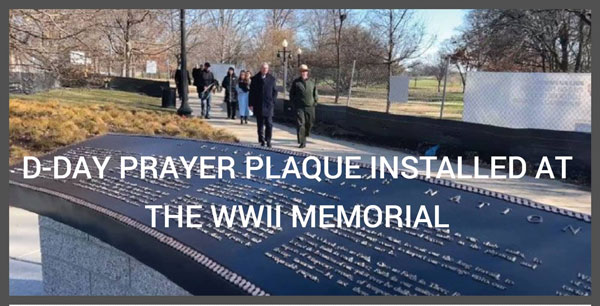 D-Day Prayer Plaque Installed at the WWII Memorial